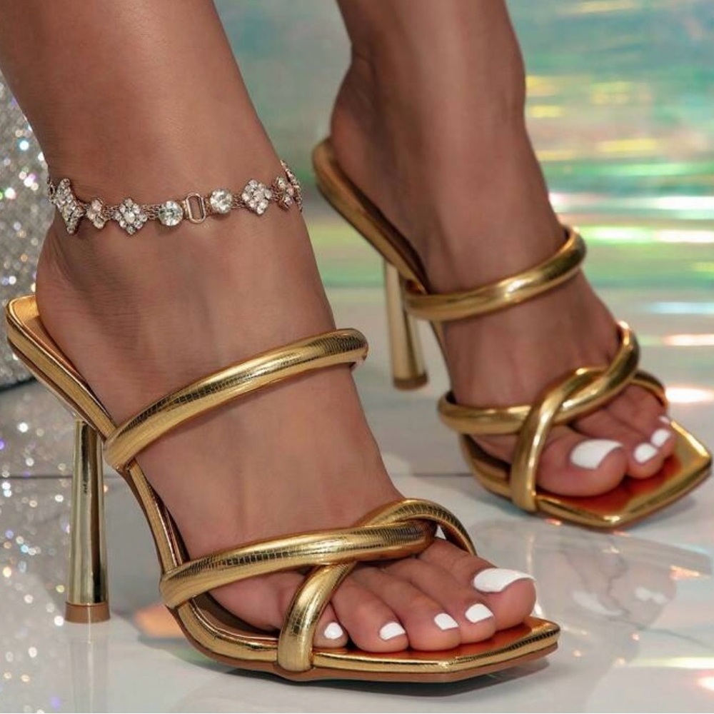 Gold Strappy Heels
